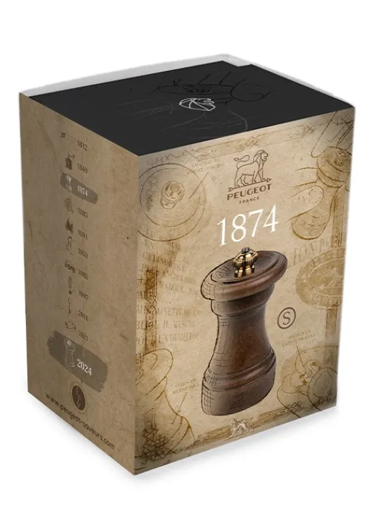 Peugeot Saveurs 1874 Moulin à sel manuel en bois patiné, 10 cm -> Coffrets Cadeaux|Envie De Design