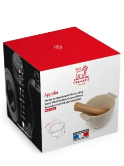 Peugeot Saveurs Appolia Mortier en céramique écru et pilon en hêtre -><noscript><img width=