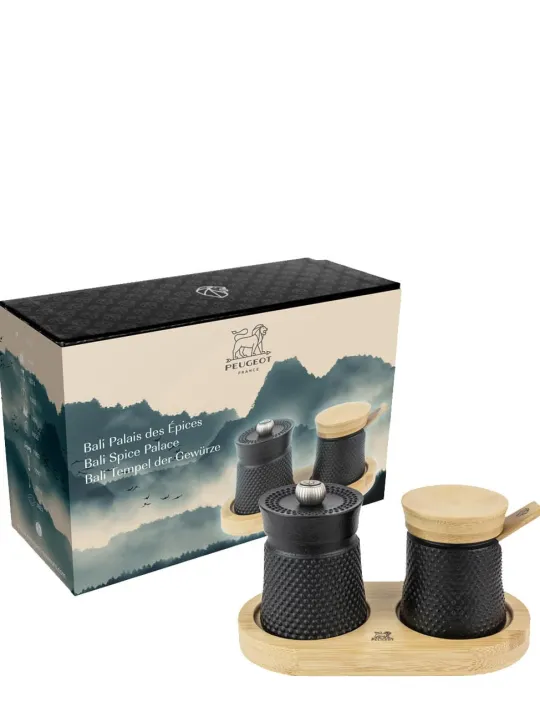 Peugeot Saveurs Bali palais des épices Moulin à poivre bali fonte noir et sa coupelle à sel en coffret cadeau -> Coffrets Cadeaux|Envie De Design