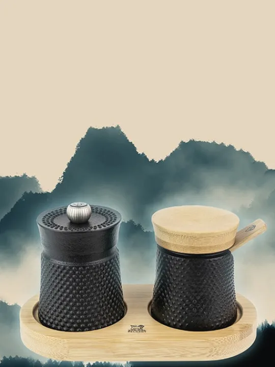 Peugeot Saveurs Bali palais des épices Moulin à poivre bali fonte noir et sa coupelle à sel en coffret cadeau -> Coffrets Cadeaux|Envie De Design