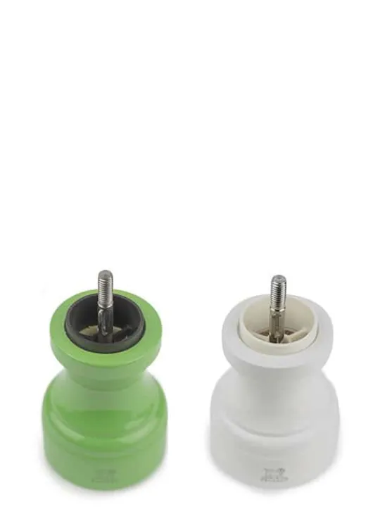 Peugeot Saveurs Bistro Duo de moulins à poivre et à sel manuels en bois laqué, vert et blanc, 10 cm - 4in -> Duos Et Combi 2 En 1|Moulins À Sel Et Salières