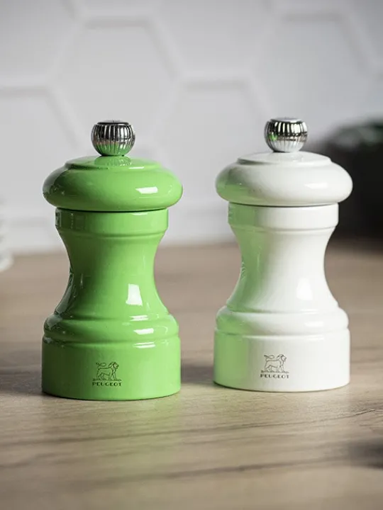 Peugeot Saveurs Bistro Duo de moulins à poivre et à sel manuels en bois laqué, vert et blanc, 10 cm - 4in -> Duos Et Combi 2 En 1|Moulins À Sel Et Salières