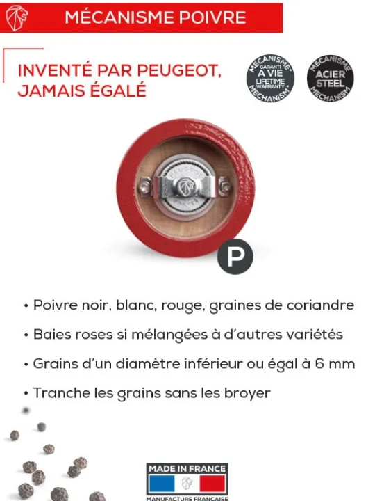Peugeot Saveurs Bistro trio france Trio 2 moulins poivre et 1 moulin sel, manuels en bois, bleu, blanc et rouge, 10 cm -> Coffrets Cadeaux|Duos Et Combi 2 En 1