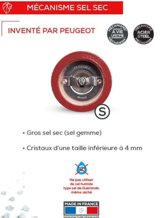 Peugeot Saveurs Bistro trio france Trio 2 moulins poivre et 1 moulin sel, manuels en bois, bleu, blanc et rouge, 10 cm -> Coffrets Cadeaux|Duos Et Combi 2 En 1