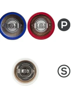 Peugeot Saveurs Bistro trio france Trio 2 moulins poivre et 1 moulin sel, manuels en bois, bleu, blanc et rouge, 10 cm -><noscript><img width=
