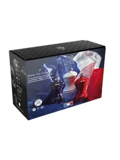Peugeot Saveurs Bistro trio france Trio 2 moulins poivre et 1 moulin sel, manuels en bois, bleu, blanc et rouge, 10 cm -><noscript><img width=