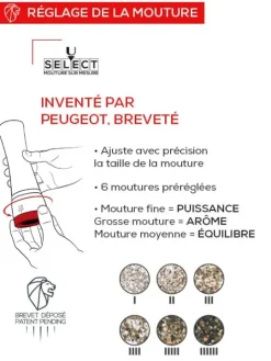 Peugeot Saveurs Daman electrique Duo de moulins à poivre et à sel électriques u'select, noir irisé, 16 cm - 6,25in. -><noscript><img width=
