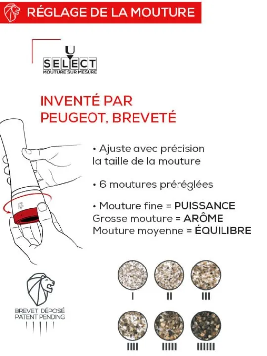 Peugeot Saveurs Daman electrique Duo de moulins à poivre et à sel électriques u'select, noir irisé, 16 cm - 6,25in. -> Coffrets Cadeaux|Envie De Design