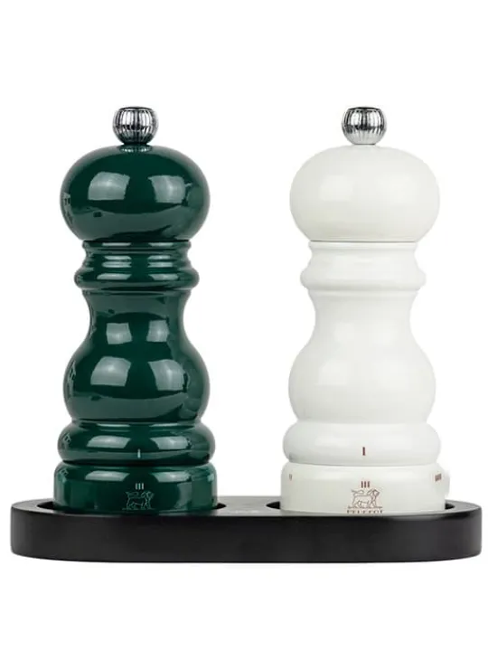 Peugeot Saveurs Duo paris Coffret cadeau - duo de moulins à poivre et à sel u’select paris 15 cm, accompagné d'un plateau en bambou noir -> Coffrets Cadeaux|Envie De Couleurs