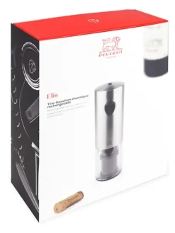Peugeot Saveurs Elis Tire-bouchon électrique à batteries rechargeables en inox 20 cm -> Idées Cadeaux -100€|Envie De Design