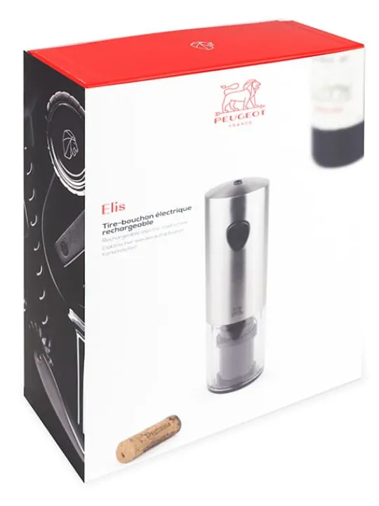 Peugeot Saveurs Elis Tire-bouchon électrique à batteries rechargeables en inox 20 cm -> Idées Cadeaux -100€|Envie De Design