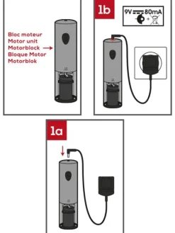 Peugeot Saveurs Elis Tire-bouchon électrique à batteries rechargeables en inox 20 cm -><noscript><img width=