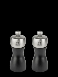 Peugeot Saveurs Fidji Duo de moulins à poivre et à sel en bois et inox couleur noir 12 cm -> Moulins À Sel Et Salières|Moulins À Poivre