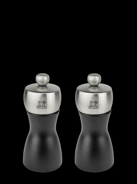 Peugeot Saveurs Fidji Duo de moulins à poivre et à sel en bois et inox couleur noir 12 cm -> Moulins À Sel Et Salières|Moulins À Poivre