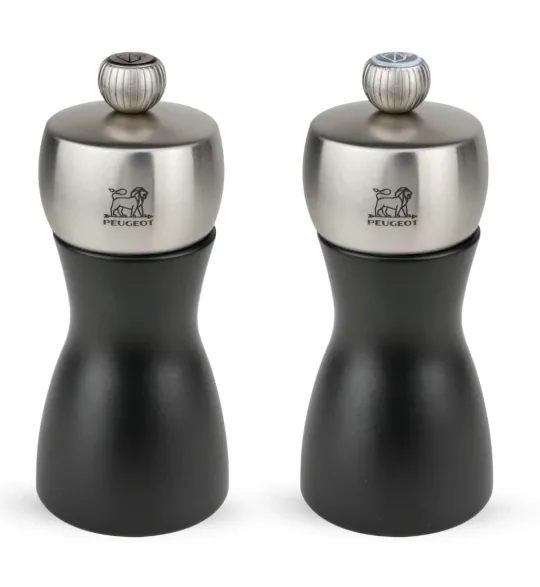 Peugeot Saveurs Fidji Duo de moulins à poivre et à sel en bois et inox couleur noir 12 cm -> Moulins À Sel Et Salières|Moulins À Poivre