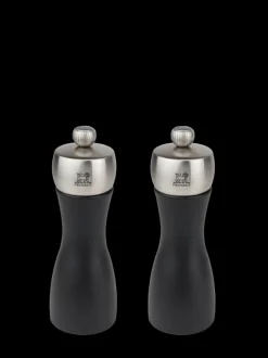 Peugeot Saveurs Fidji Duo de moulins à poivre et à sel en bois et inox couleur noir 15 cm -> Duos Et Combi 2 En 1|Moulins À Sel Et Salières