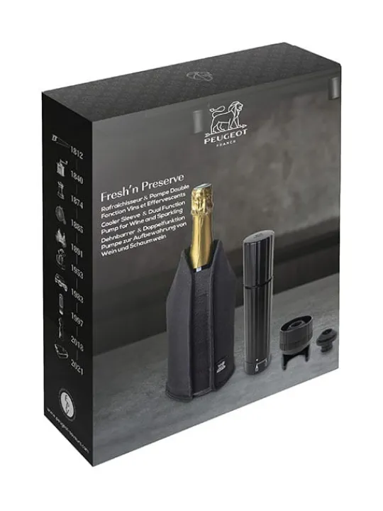 Peugeot Saveurs Fresh ‘n preserve Coffret cadeau pompe double fonction preserve duo et gaîne rafraîchissante frizz -> Coffrets Cadeaux|Accessoires Vin Et Champagne
