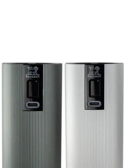 Peugeot Saveurs Line electrique Coffret cadeau - duo de moulins à poivre et à sel électriques rechargeables, u'select, carbone et aluminium, 15 cm - 6in. -><noscript><img width=