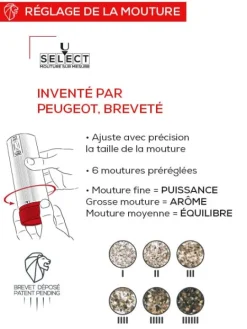 Peugeot Saveurs Line electrique Moulin à sel électrique rechargeable u'select, batterie lithium-ion, aluminium, 15 cm - 6in. -><noscript><img width=