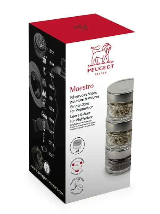 Peugeot Saveurs Maestro 3 réservoirs vides pour moulin à poivre manuel maestro et un feutre -> Envie De Saveurs|Accessoires Moulins