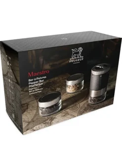 Peugeot Saveurs Maestro Bar à poivres - moulin à poivre u'select accompagné de 3 grands crus de poivres, de 3 réservoirs interchangeables. -><noscript><img width=