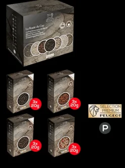 Peugeot Saveurs Multipack poivres premium Pack 3 poivres d'origine et 1 mélange exclusif -> Epices Du Monde