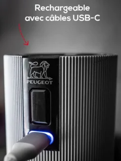 Peugeot Saveurs Night electric Coffret cadeau - duo de moulins à poivre et à sel électriques line noir mat 15 cm -><noscript><img width=