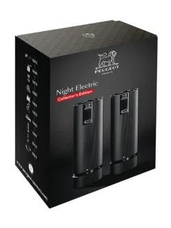 Peugeot Saveurs Night electric Coffret cadeau - duo de moulins à poivre et à sel électriques line noir mat 15 cm -><noscript><img width=