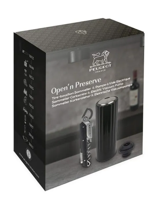 Peugeot Saveurs Open ‘n preserve Coffret cadeau - tire-bouchon sommelier clavelin et pompe de conservation électrique abs -> Idées Cadeaux -100€|Coffrets Cadeaux