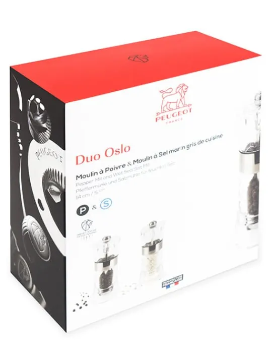 Peugeot Saveurs Oslo Duo de moulins à poivre et à sel humide manuels en acryl 14 cm -> Duos Et Combi 2 En 1|Moulins À Sel Et Salières