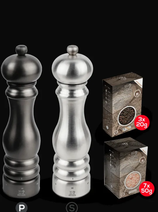 Peugeot Saveurs Pack paris chef u'select 22 cm Duo de moulins à poivre et à sel u'select 22 cm et ses épices -> Duos Et Combi 2 En 1|Moulins À Sel Et Salières