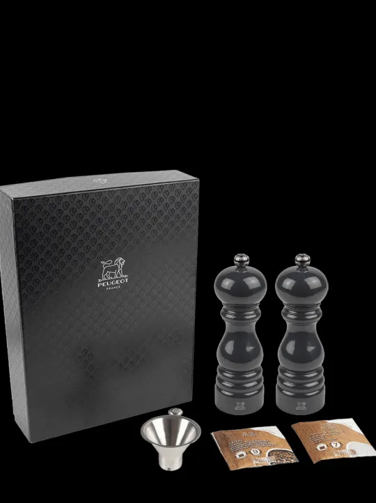 Peugeot Saveurs Pack paris-rama ardoise 18 cm Duo de moulins à poivre et à sel en bois avec entonnoir inox en coffret cadeau -> Coffrets Cadeaux|Duos Et Combi 2 En 1