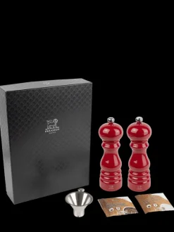 Peugeot Saveurs Pack paris-rama rouge passion 18 cm Duo de moulins à poivre et à sel en bois avec entonnoir inox en coffret cadeau -><noscript><img width=
