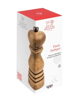 Peugeot Saveurs Paris antique Moulin à sel manuel en bois de hêtre finition 18 cm -><noscript><img width=