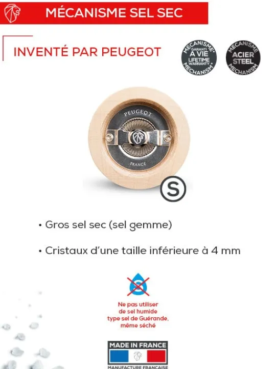 Peugeot Saveurs Paris Moulin à sel manuel en bois laqué noir 12 cm -> Moulins À Sel Et Salières
