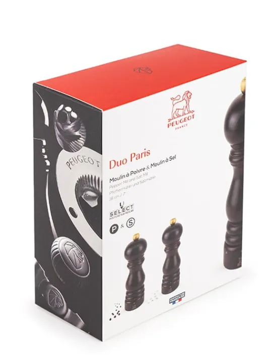 Peugeot Saveurs Paris u'select Duo de moulins à poivre et à sel manuels u'select en bois couleur 18 cm -> Duos Et Combi 2 En 1|Moulins À Sel Et Salières