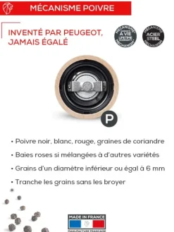 Peugeot Saveurs Paris u'select Moulin à poivre manuel en bois u'select laqué blanc 12 cm -><noscript><img data-lazyloaded=