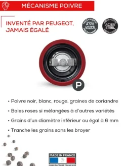 Peugeot Saveurs Paris u'select Moulin à poivre manuel u'select en bois laqué, gris taupe, 18 cm - 7in -> Idées Cadeaux -100€|Envie De Couleurs