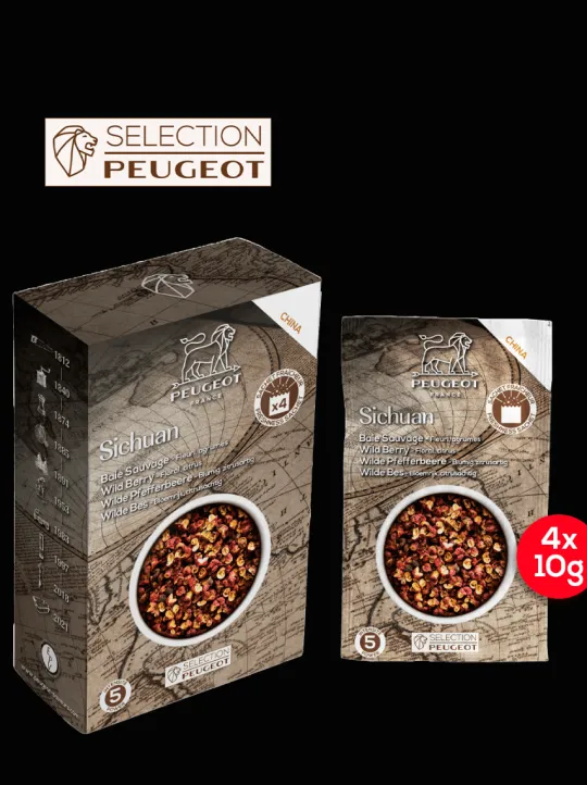 Peugeot Saveurs Sichuan Poivre rouge de chine, 40g - 4 sachets fraicheur de 10g -> Epices Du Monde