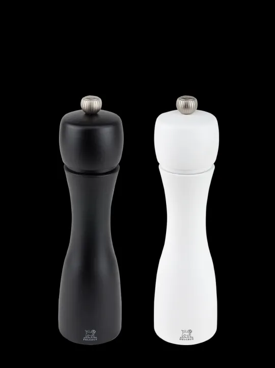 Peugeot Saveurs Tahiti Duo de moulins à poivre et à sel manuels en bois couleur noir mat et blanc mat 20 cm -> Duos Et Combi 2 En 1|Moulins À Sel Et Salières