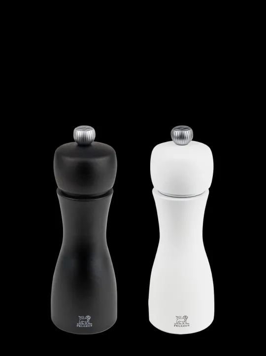 Peugeot Saveurs Tahiti Duo de moulins à poivre et à sel manuels en bois couleur noir et blanc 15 cm -> Duos Et Combi 2 En 1|Moulins À Sel Et Salières