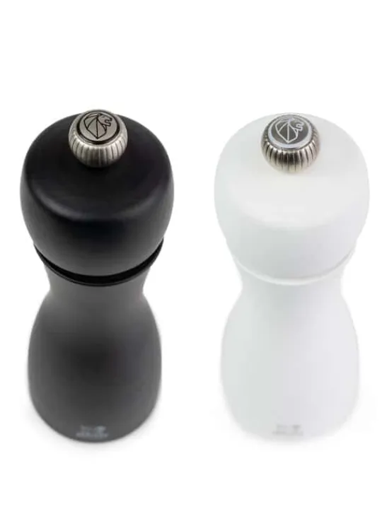 Peugeot Saveurs Tahiti Duo de moulins à poivre et à sel manuels en bois couleur noir et blanc 15 cm -> Duos Et Combi 2 En 1|Moulins À Sel Et Salières