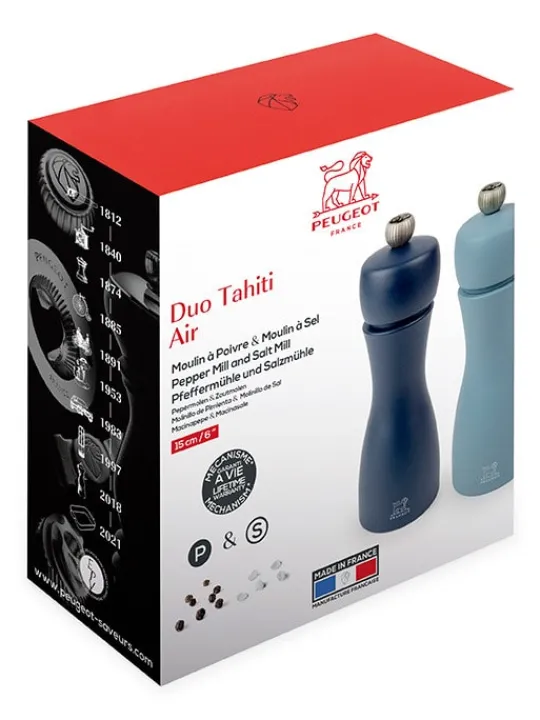 Peugeot Saveurs Tahiti Duo de moulins à poivre et à sel manuels en bois, , 15 cm -> Idées Cadeaux -100€|Envie De Couleurs